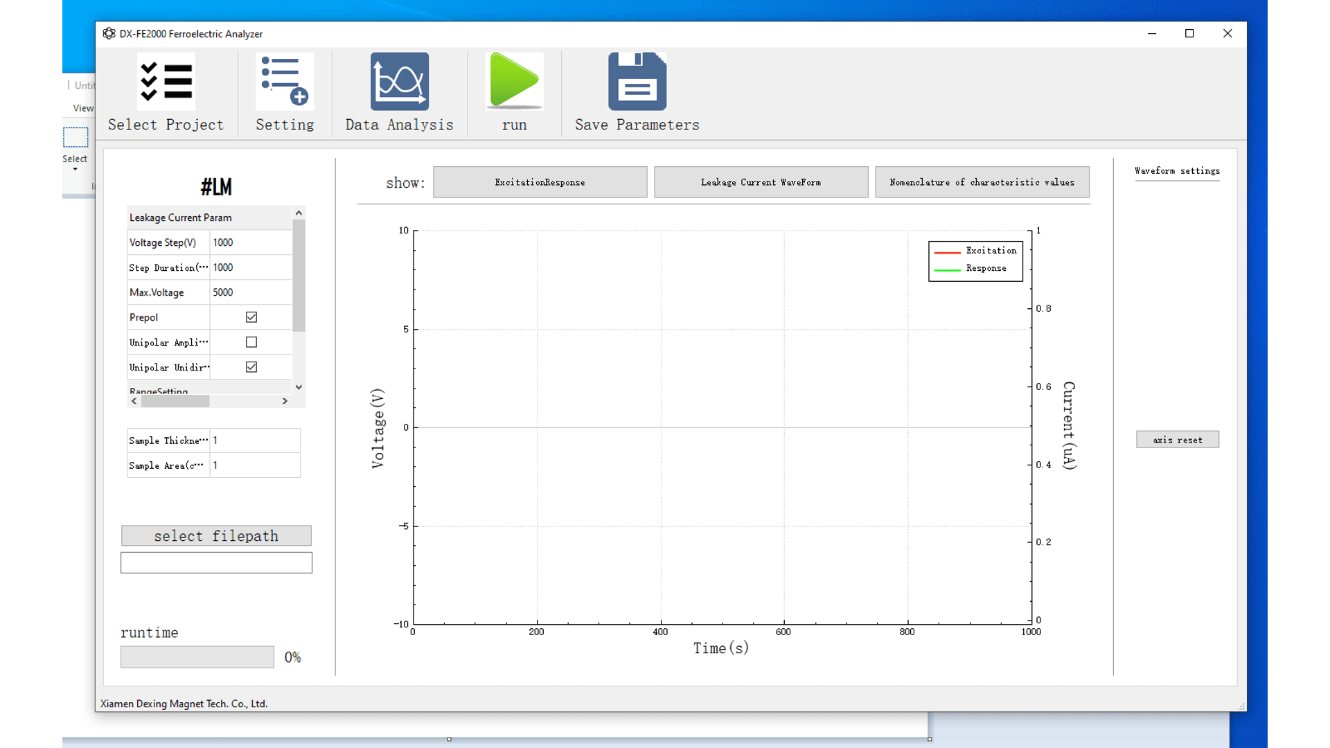 Ferroelectric test system interface